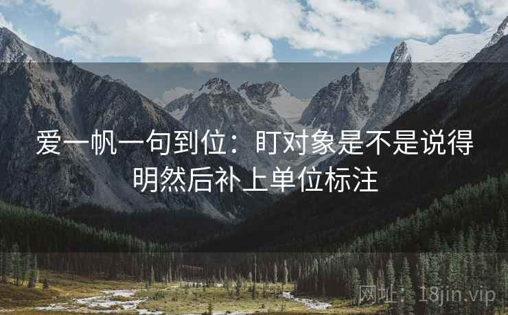 爱一帆一句到位：盯对象是不是说得明然后补上单位标注